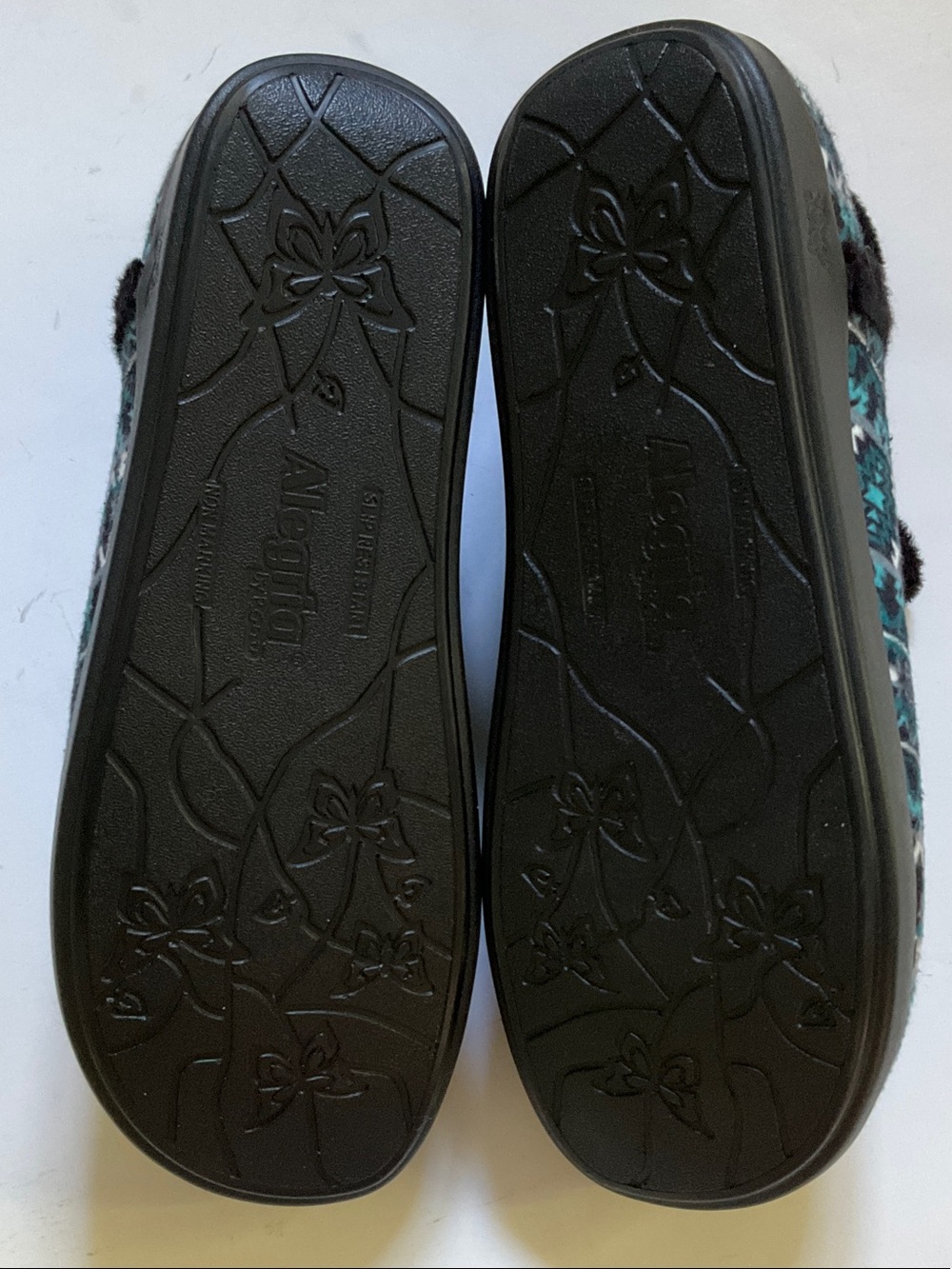 Alegria Women’s Shoes Teal and Black Patterned Slip-On Clogs Slippers size 9 - Picture 5 of 11